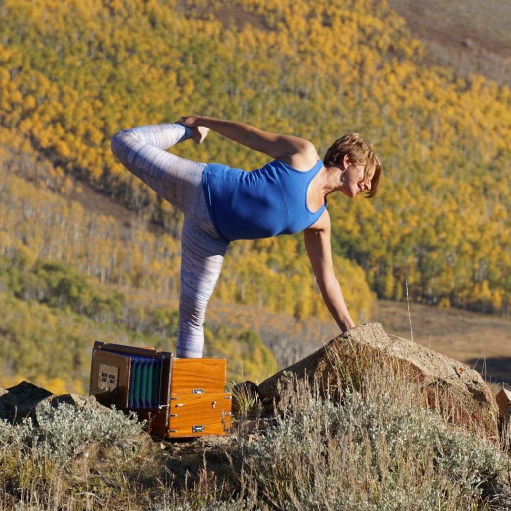 Susan Fendler demonstrating pose for Online Yoga Training